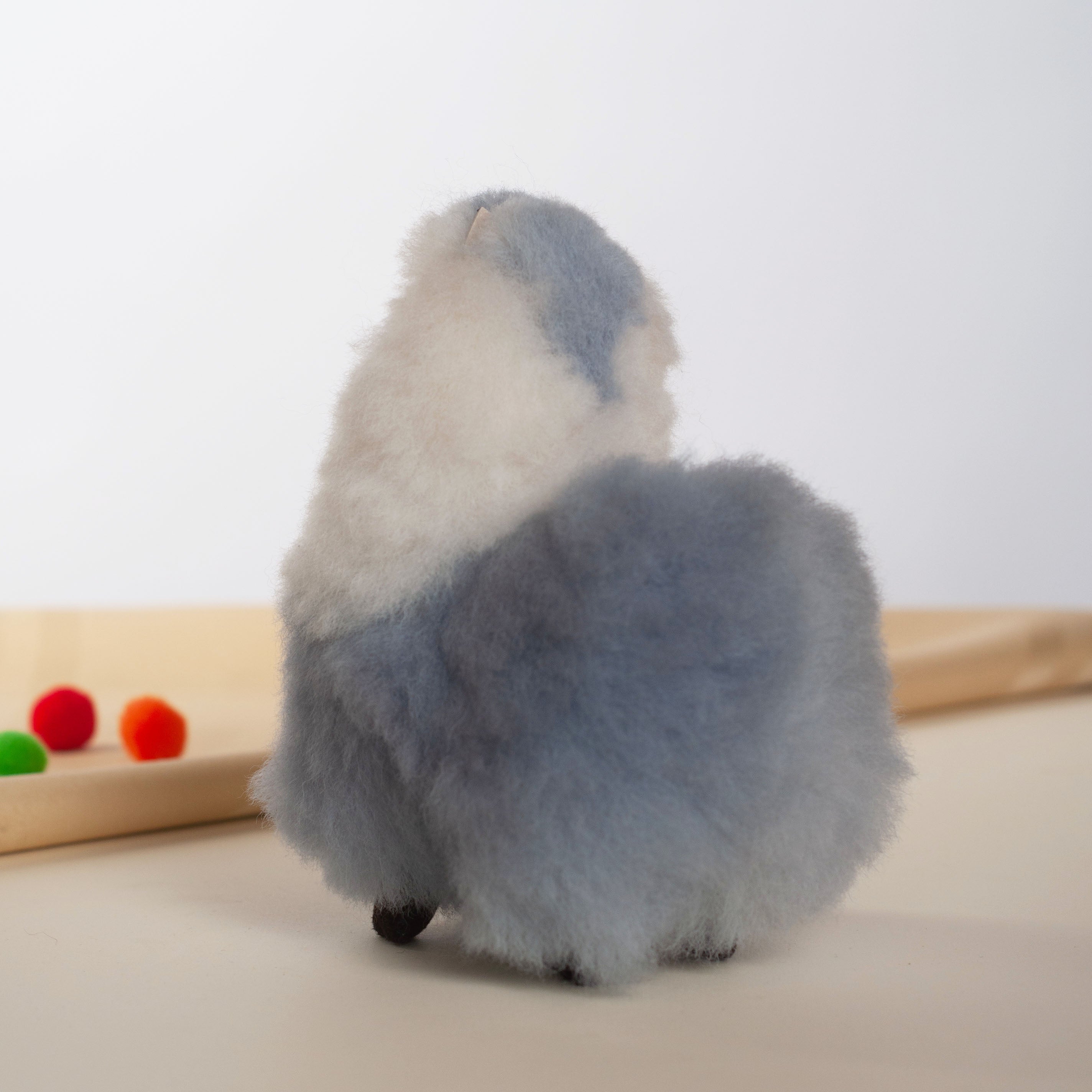 Small Stuffed Llama White & Grey- Made with Alpaca Fur