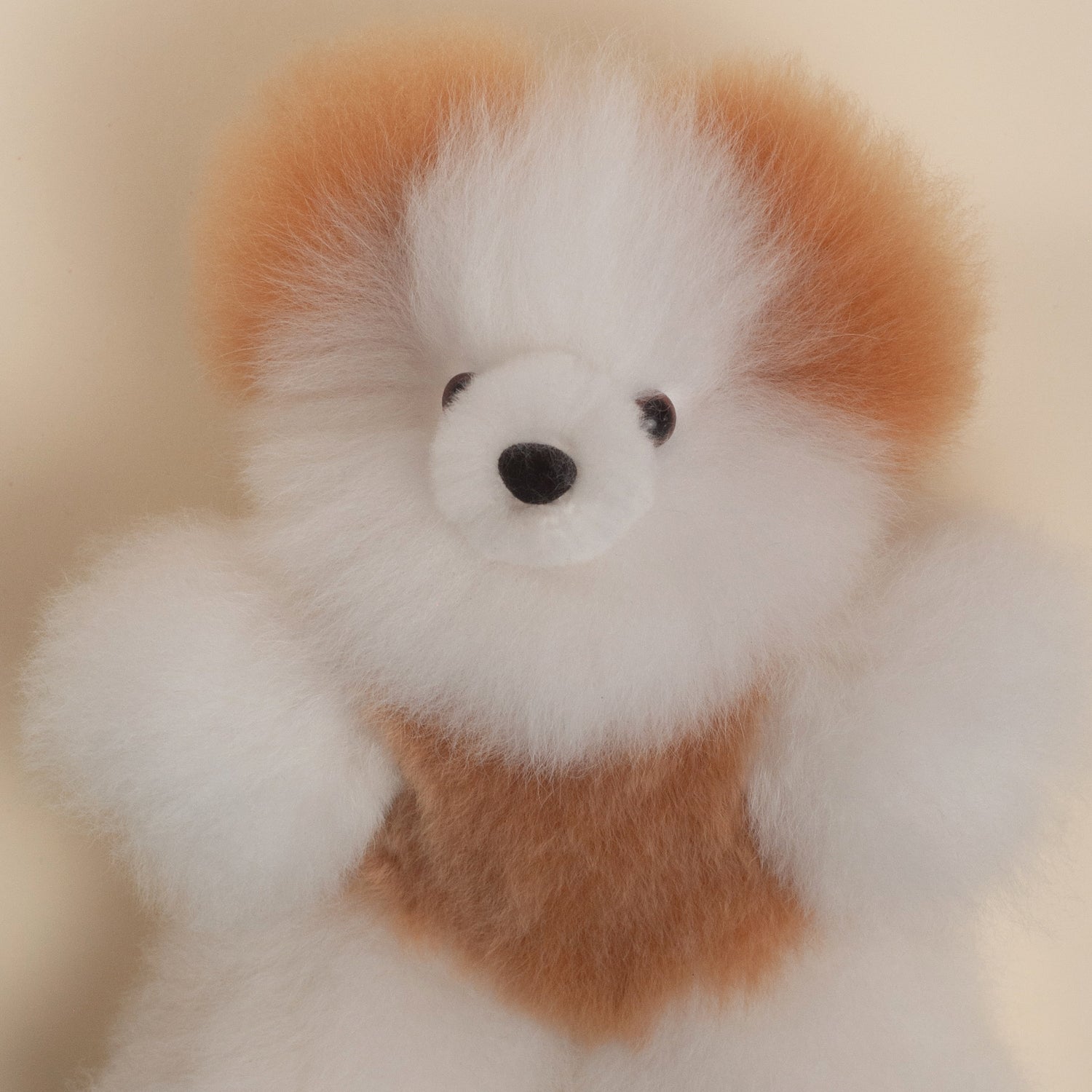 Handmade Teddy Bear made with Alpaca Fur- Beige & White