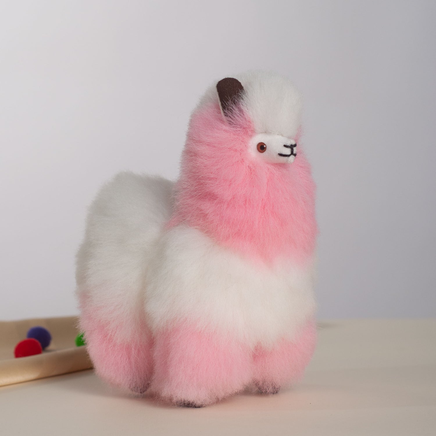 Alpaca Plush Pink & White, Made with Alpaca Fur