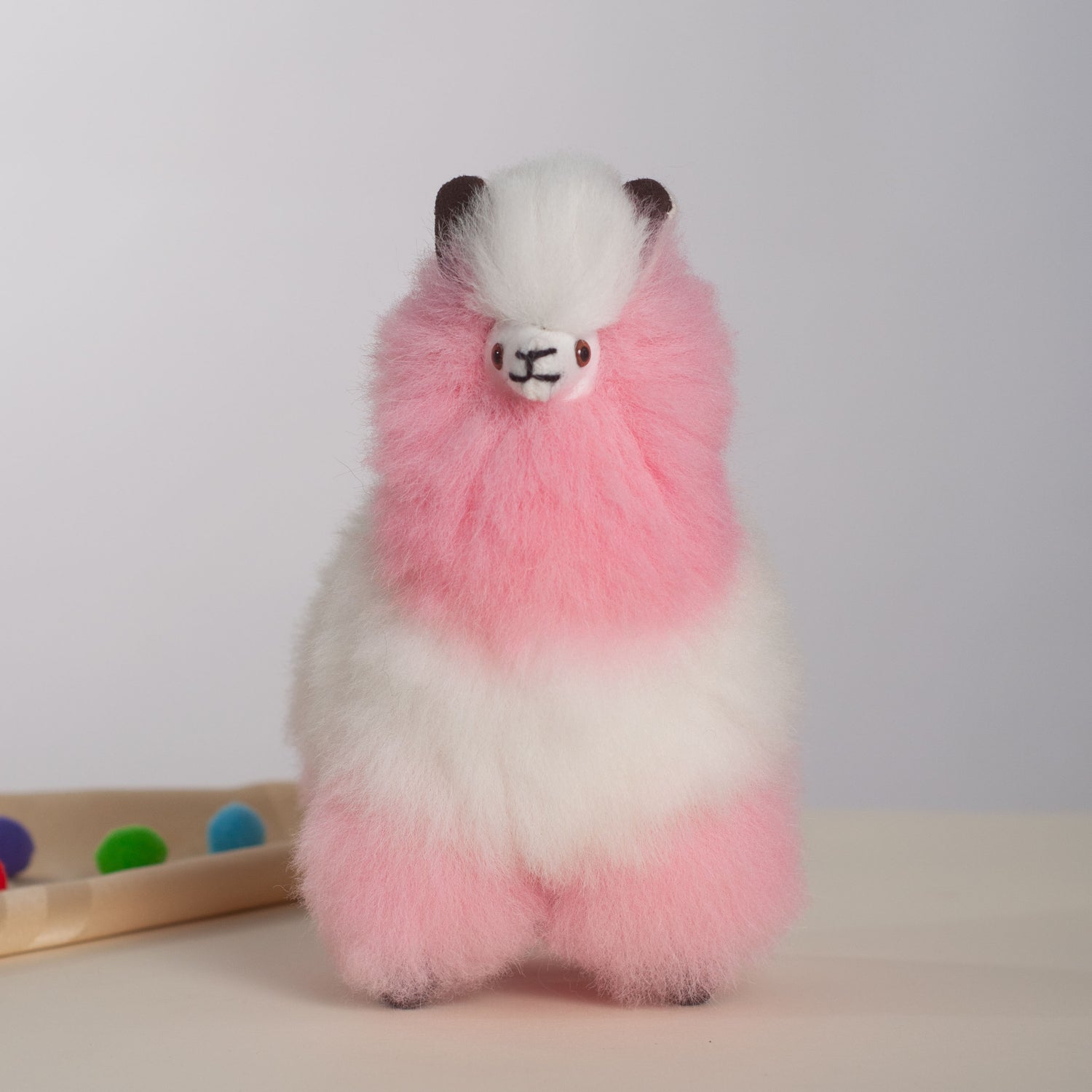 Alpaca Plush Pink & White, Made with Alpaca Fur