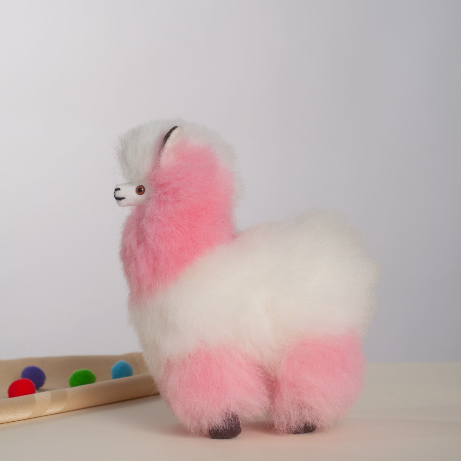 Alpaca Plush Pink & White, Made with Alpaca Fur