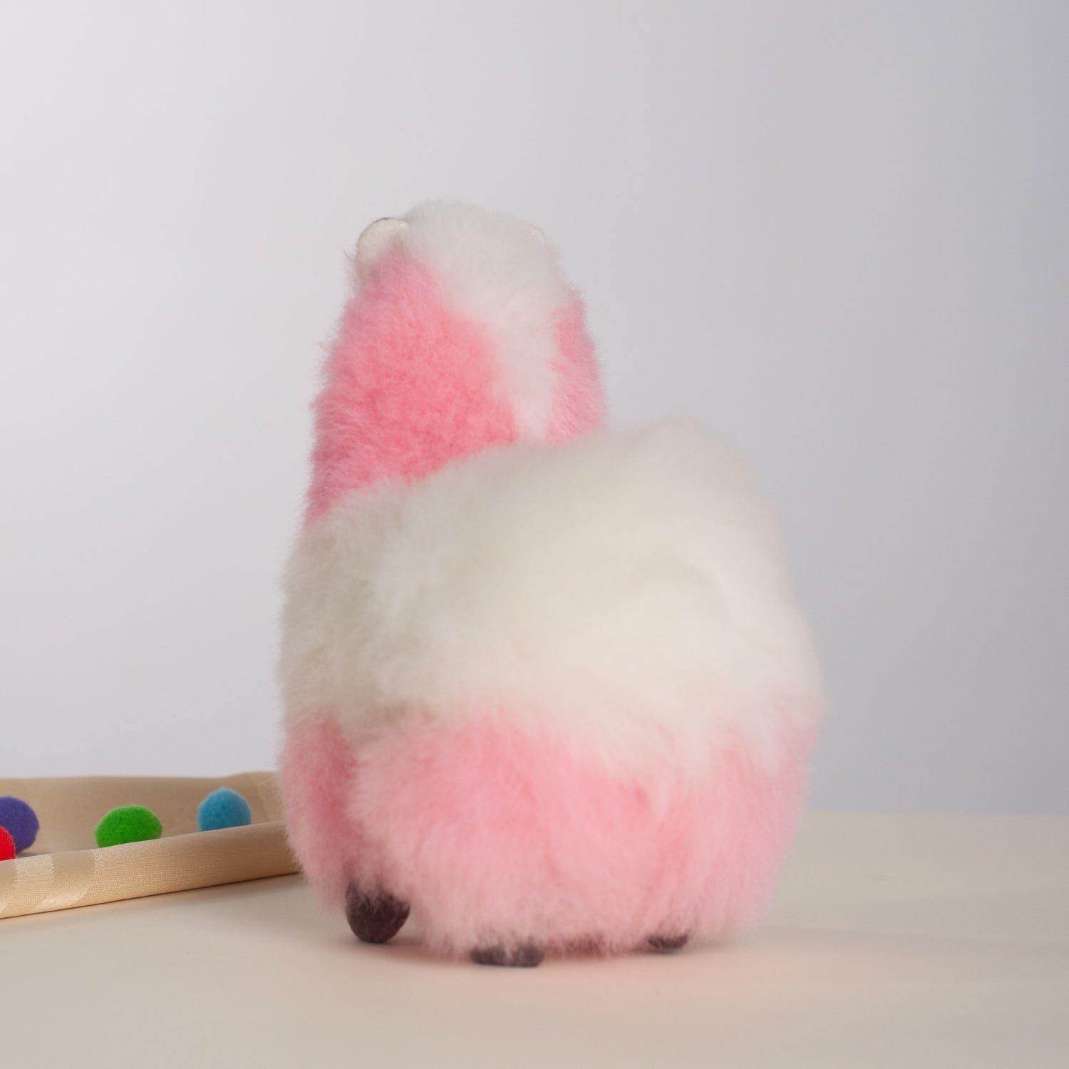 Alpaca Plush Pink & White, Made with Alpaca Fur