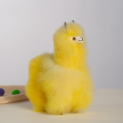 Mini Alpaca Plush Yellow, Made with Alpaca Fur