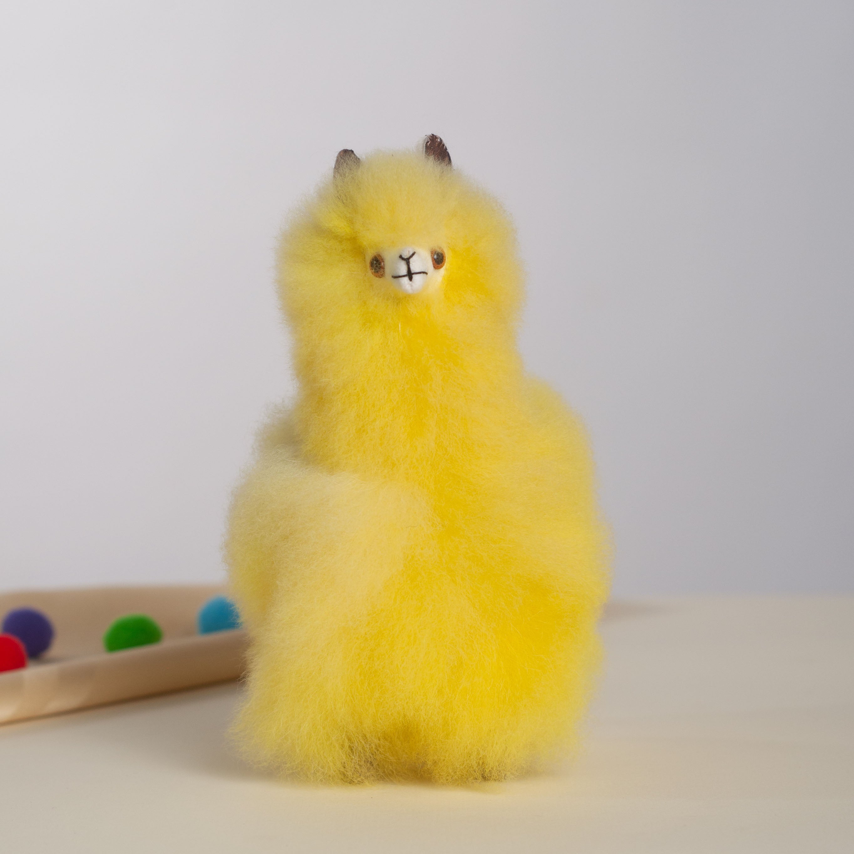 Mini Alpaca Plush Yellow, Made with Alpaca Fur