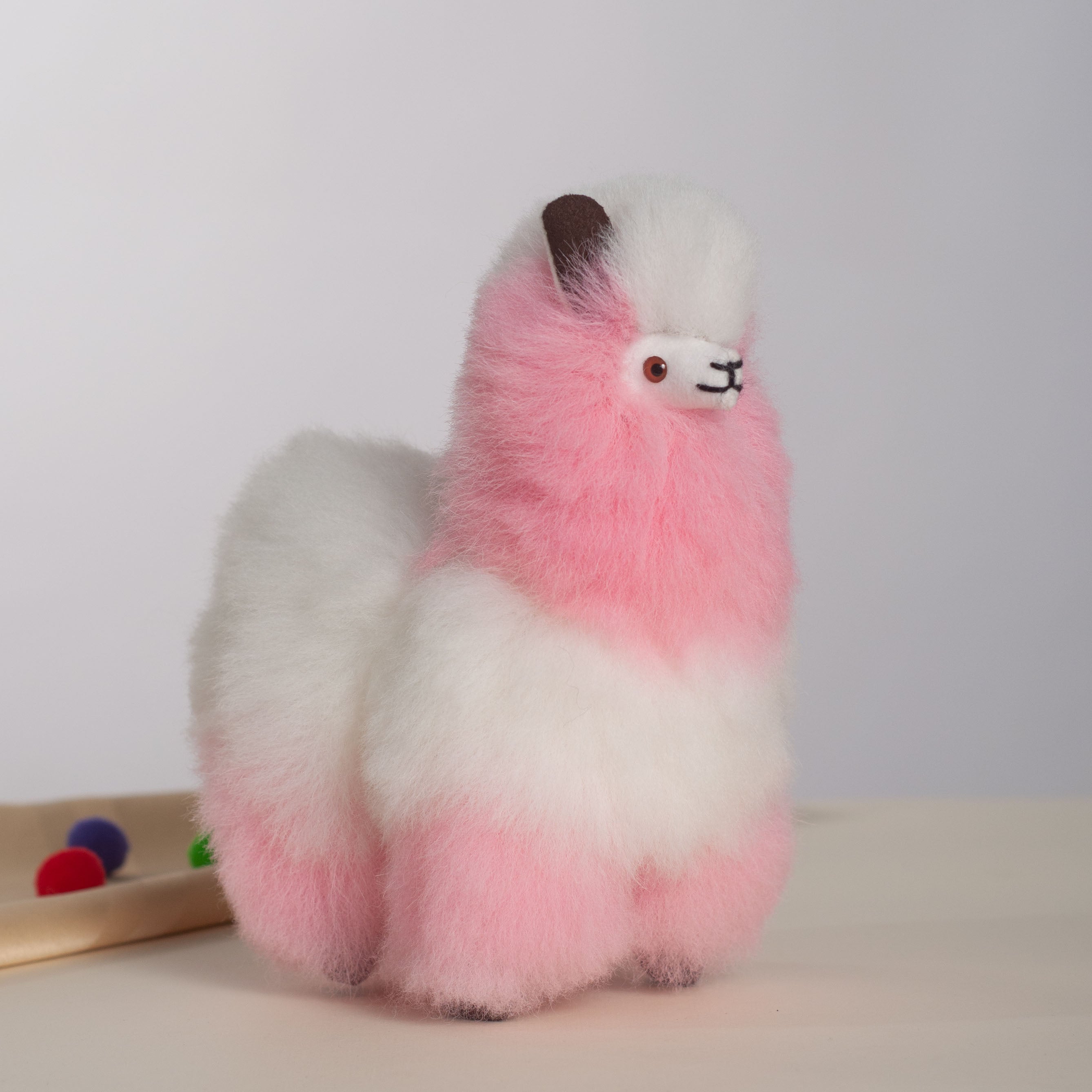 Alpaca Plush Pink &amp; White, Made with Alpaca Fur