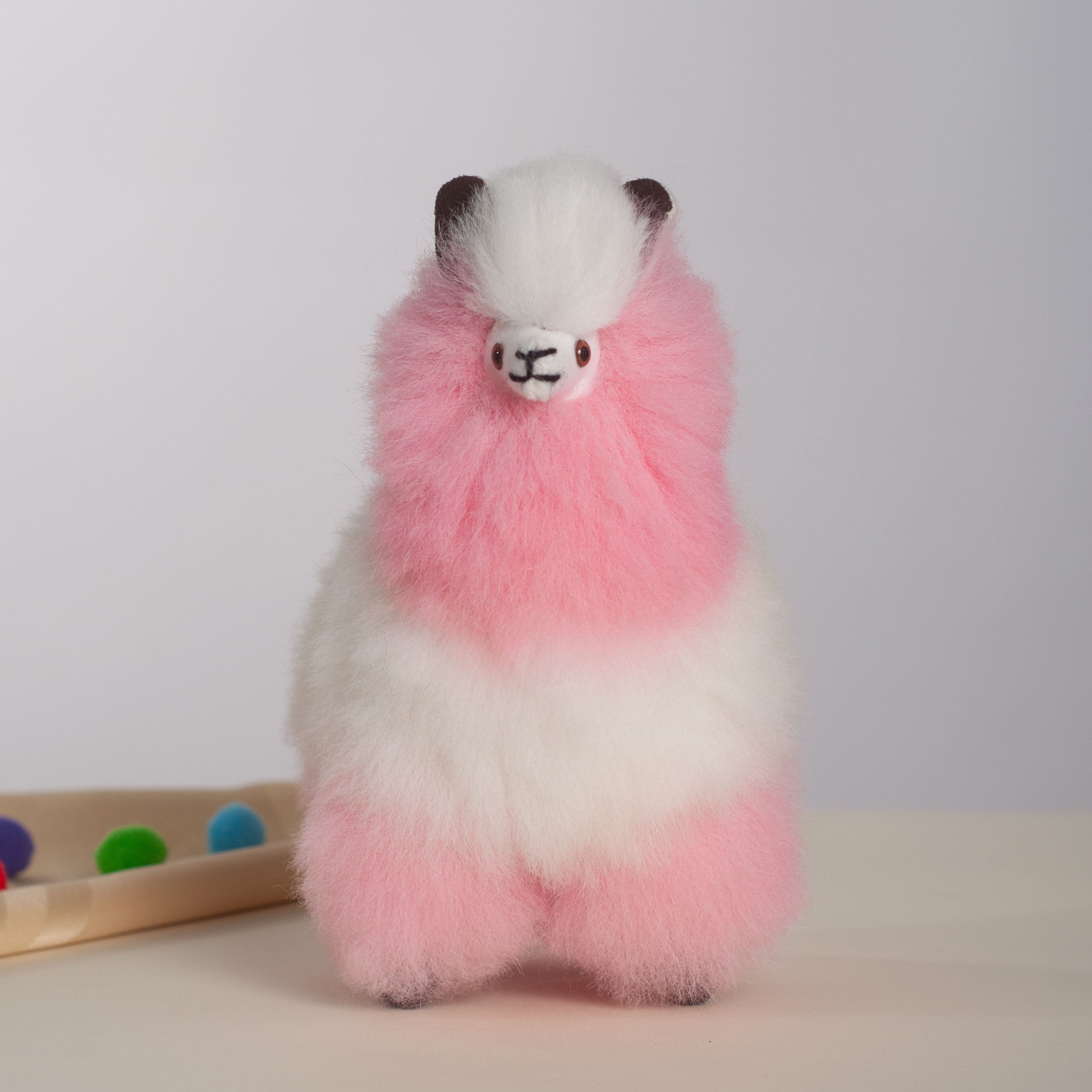 Alpaca Plush Pink &amp; White, Made with Alpaca Fur