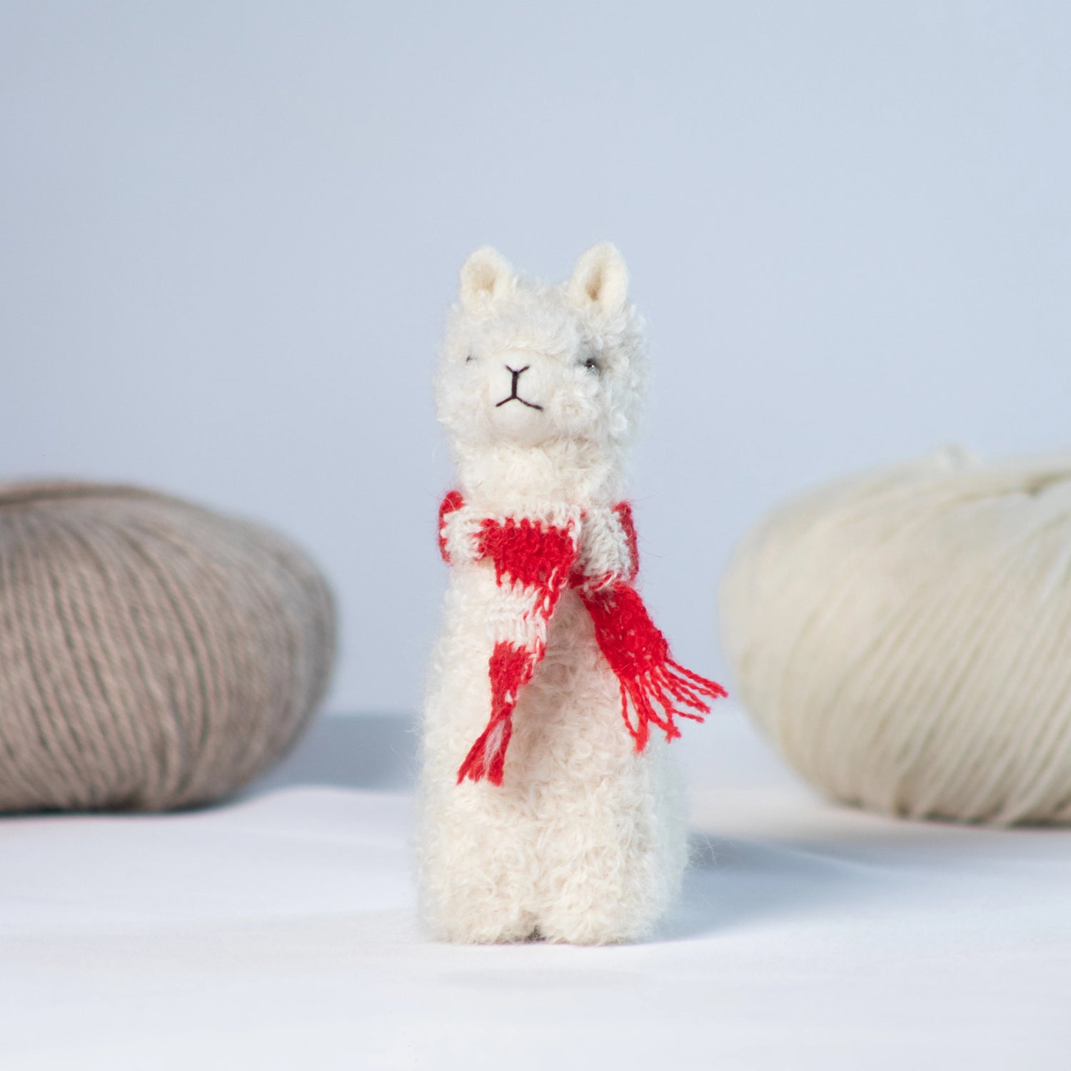 Product Title: Needle Felted Alpaca w/ Mini Knit Scarf