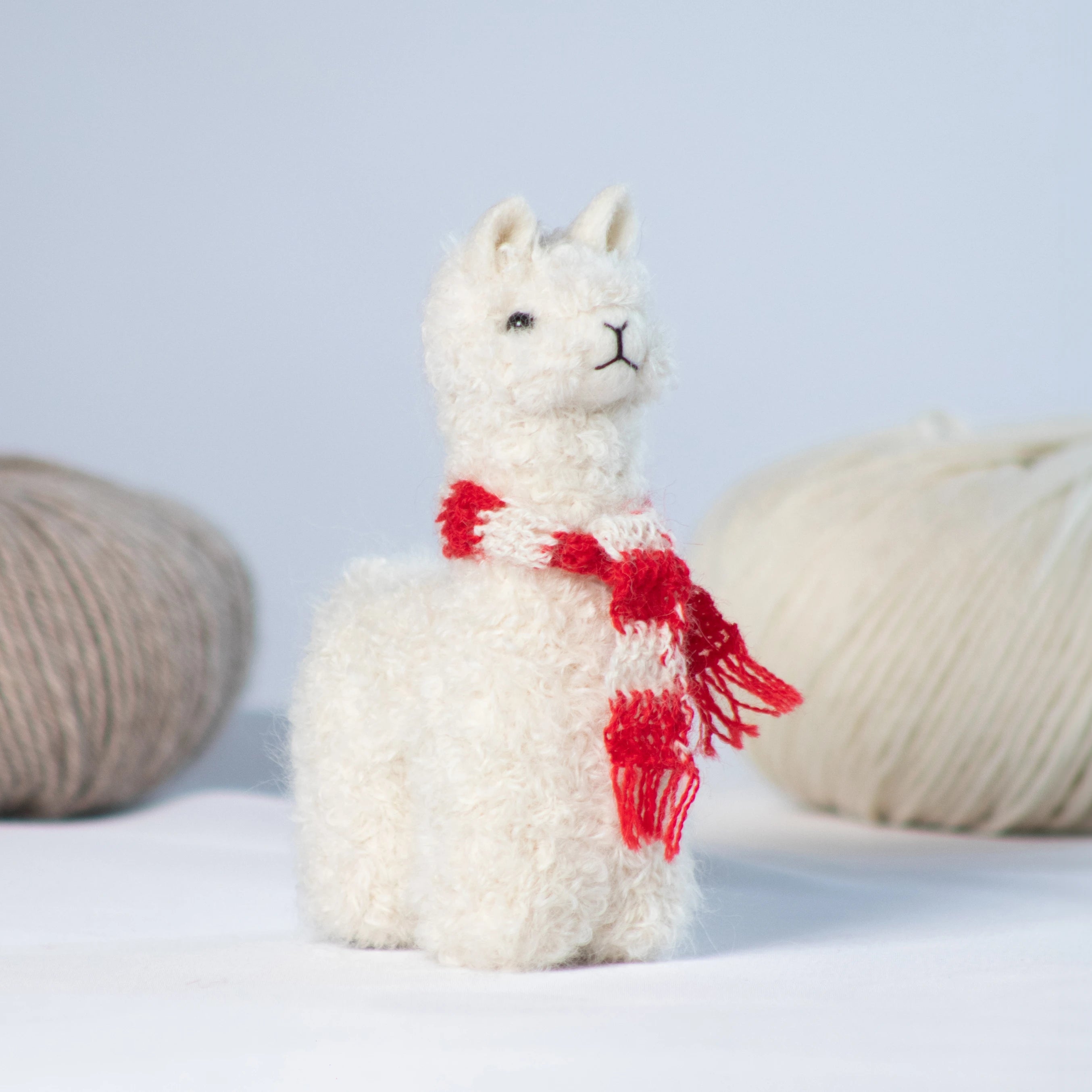 Product Title: Needle Felted Alpaca w/ Mini Knit Scarf