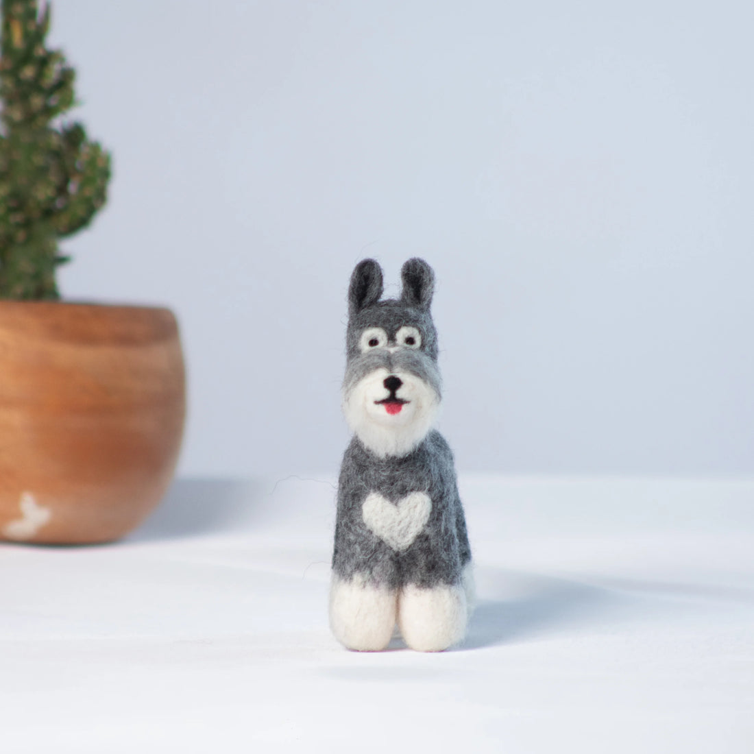 Needle Puppy Figurine, Mini Handmade Felted Ornament