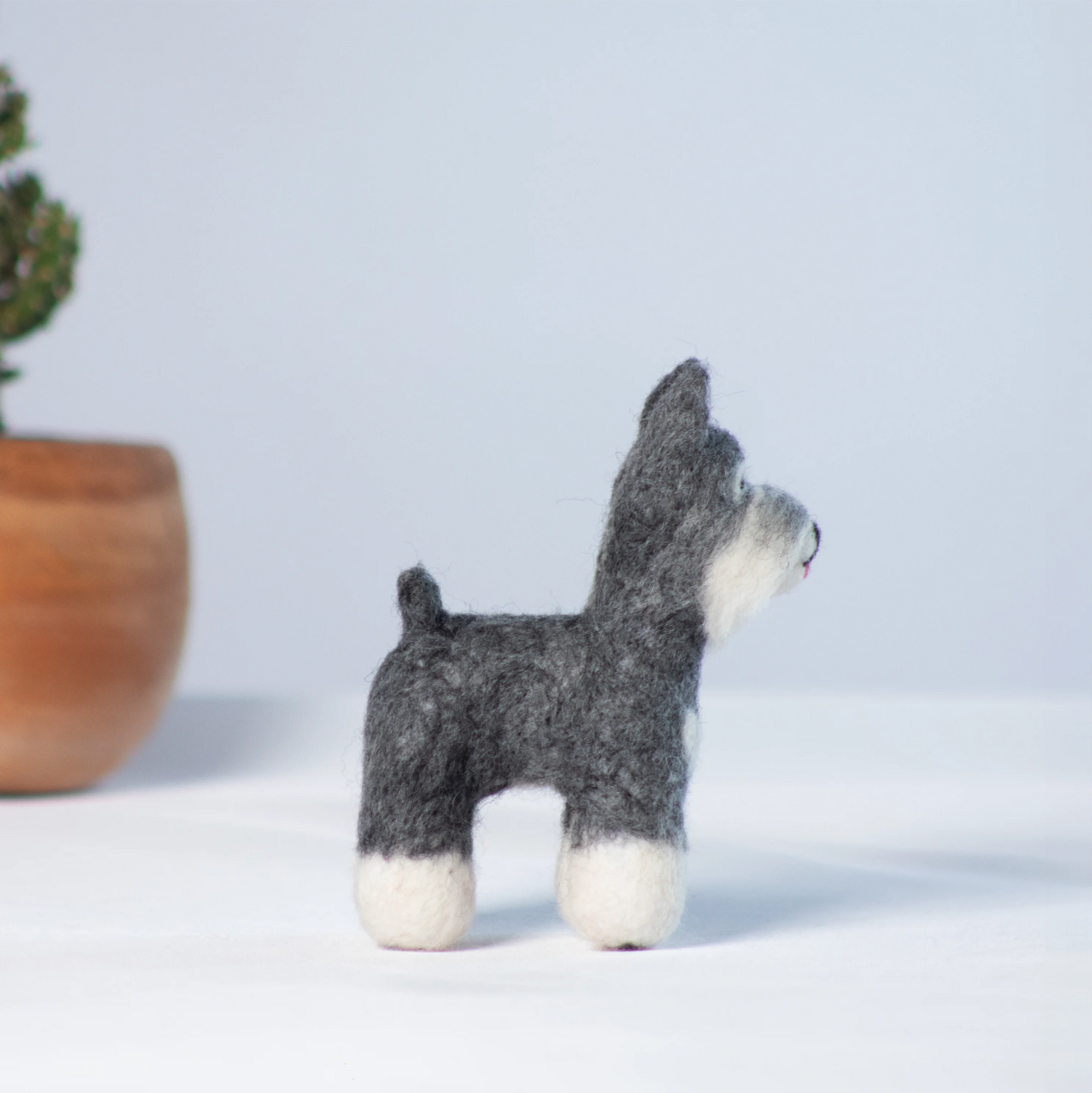 Needle Puppy Figurine, Mini Handmade Felted Ornament