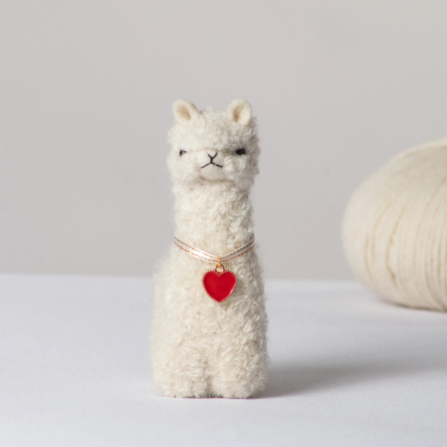 Needle Felted Alpaca w/ Heart Charm