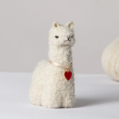 Needle Felted Alpaca w/ Heart Charm