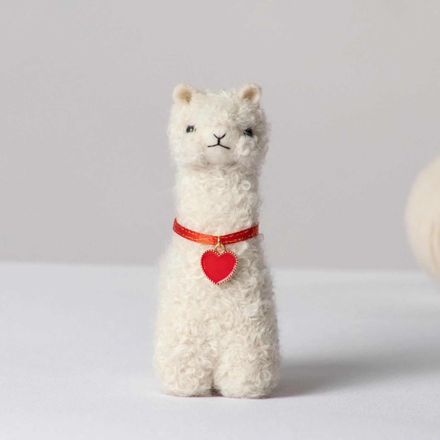 Needle Felted Alpaca w/ Heart Charm