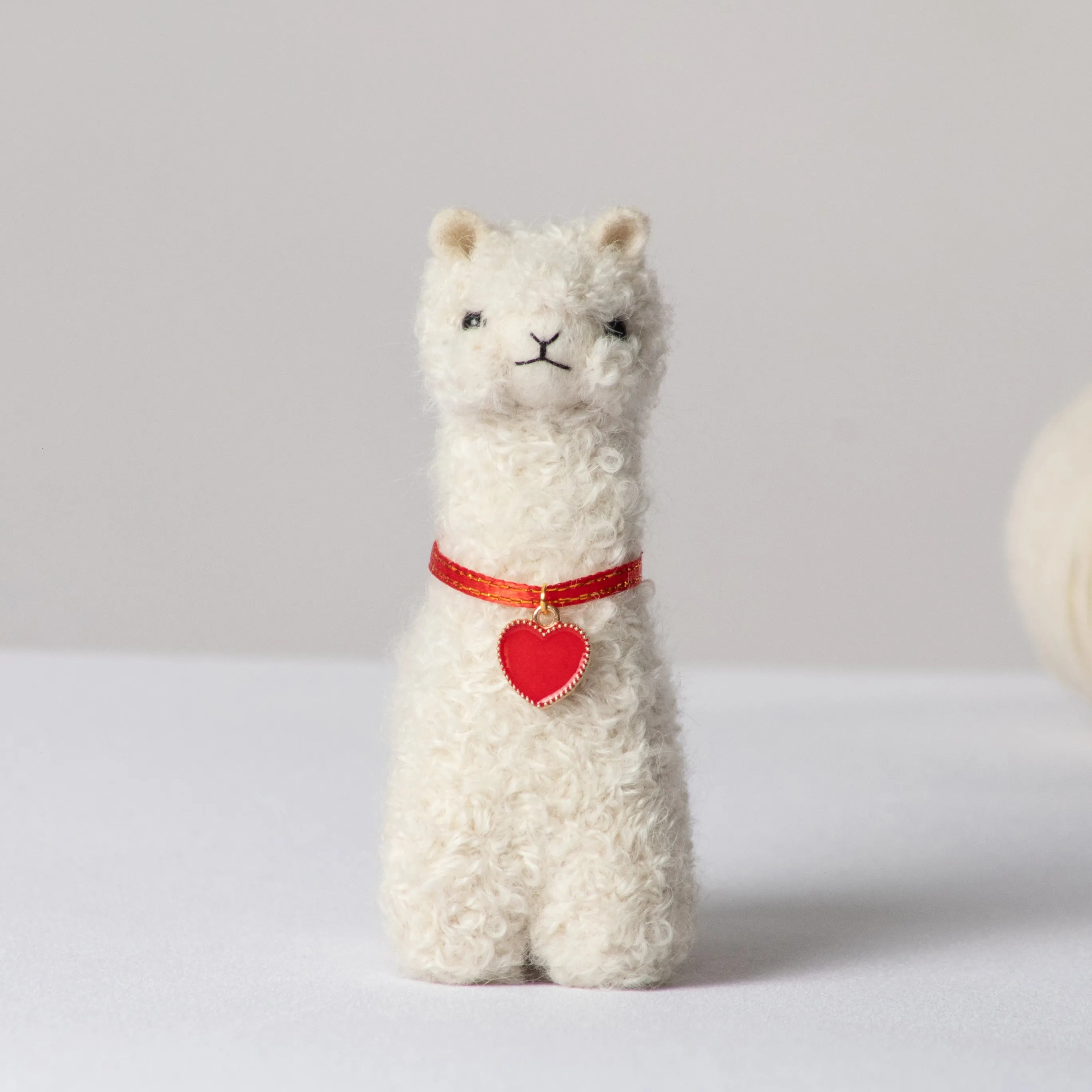 Needle Felted Alpaca w/ Heart Charm