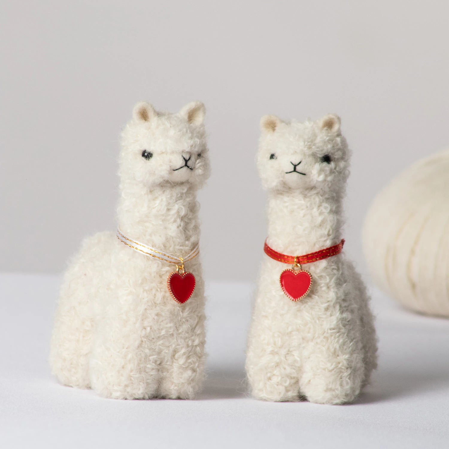 Needle Felted Alpaca w/ Heart Charm