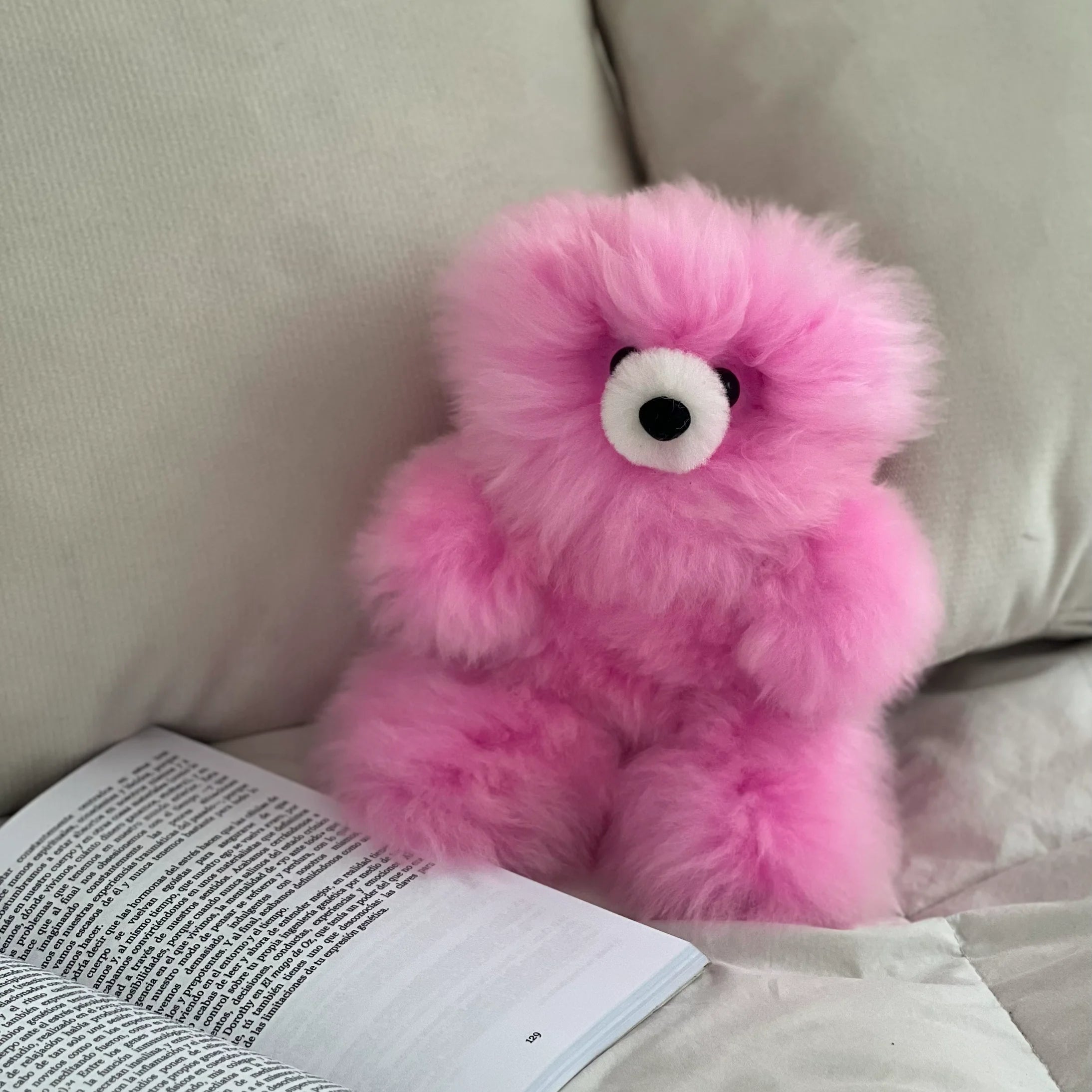 Handmade Teddy Bear made with Alpaca Fur- Pink